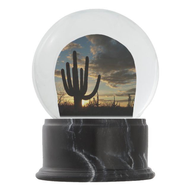 Saguaro Sunset II Arizona Desert Landscape Snow Globe (Front)