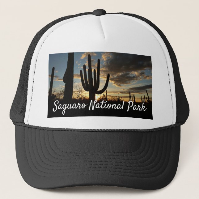 Saguaro Sunset II Arizona Desert Landscape Trucker Hat (Front)