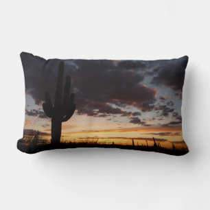 Saguaro Sunset III Arizona Desert Landscape Lumbar Cushion