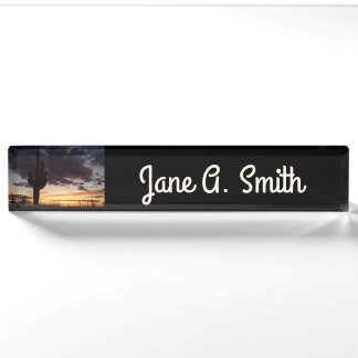 Saguaro Sunset III Arizona Desert Landscape Nameplate