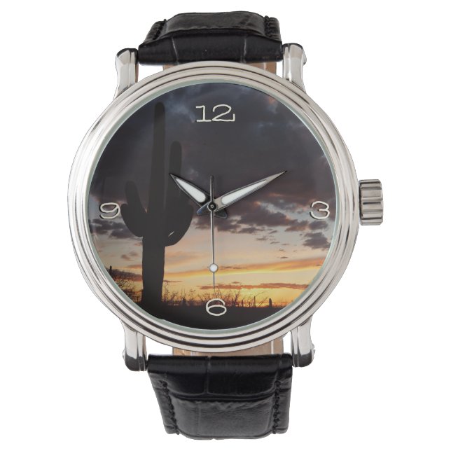 Saguaro Sunset III Arizona Desert Landscape Watch (Front)