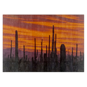 Saguaro, sunset, Saguaro National Park Cutting Board