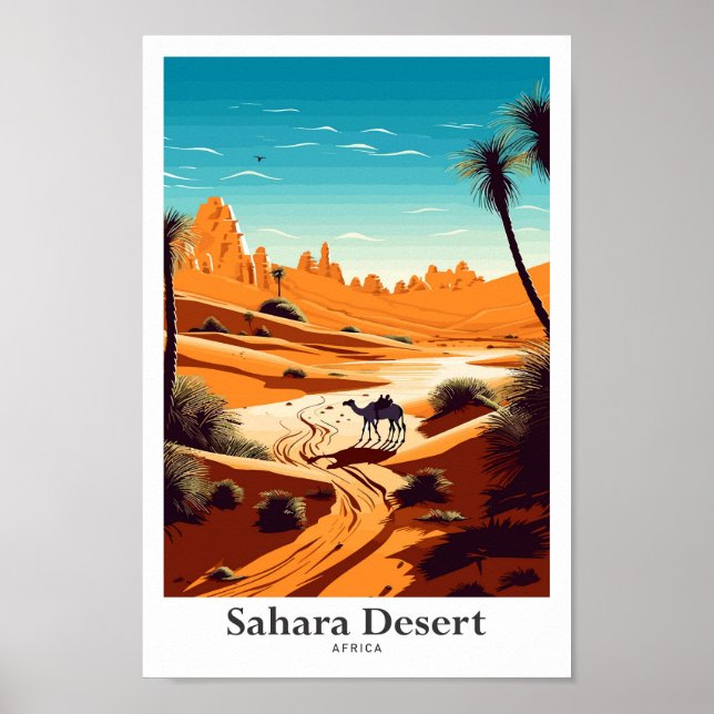 Sahara Desert Africa Travel Vintage Illustration Poster (Front)