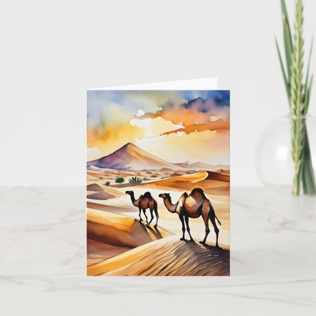 Sahara Desert Watercolor Stationery Card (Front)