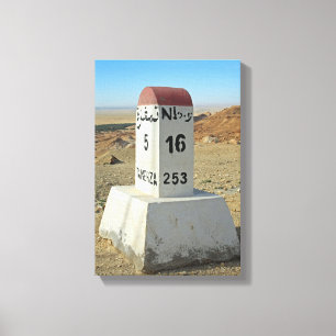 Sahara milestone, Tunisia Canvas Print