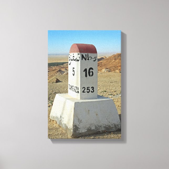 Sahara milestone, Tunisia Canvas Print (Front)