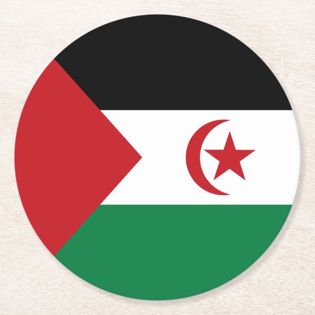 Sahrawi Arab Democratic Republic Flag Round Paper Coaster (Front)