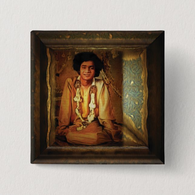 Sai Baba 15 Cm Square Badge (Front)