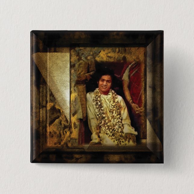 Sai Baba 15 Cm Square Badge (Front)