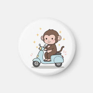 Said a monkey driving a scooter. magnet