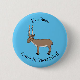 Saiga antelope cartoon illustration 6 cm round badge