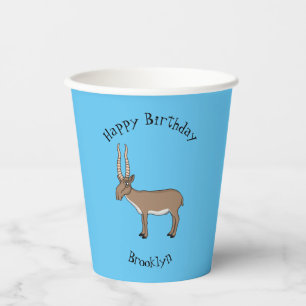 Saiga antelope cartoon illustration paper cups