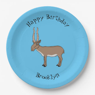 Saiga antelope cartoon illustration  paper plate
