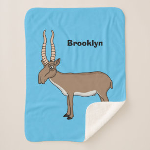 Saiga antelope cartoon illustration  sherpa blanket
