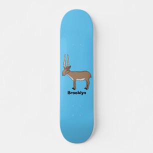 Saiga antelope cartoon illustration skateboard