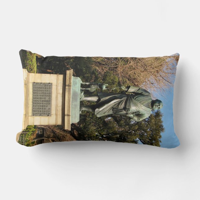 Saigo Takamori (The Last Samurai) & Dog Statue Lumbar Cushion (Front)