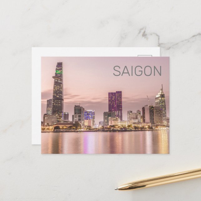 Saigon Ho Chi Minh City HCMC Vietnam Sunset Holiday Postcard (Front/Back In Situ)