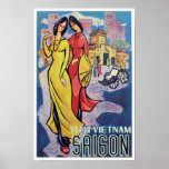 Saigon, Vietnam  - Vintage Art Deco Travel Print<br><div class="desc">Reproduction print of original travel poster promoting tourism to Saigon, Vietnam, restored digitally at artist's discretion. Perfect for your home wall decor. Frame it and this would make a beautiful retro style room decoration in a bar, cafe, restaurant, home theater, office or den. From extra small to maximum size available....</div>