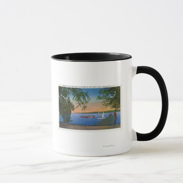 Sail and Motor Boats at Roseland Park Scene Mug (Right)
