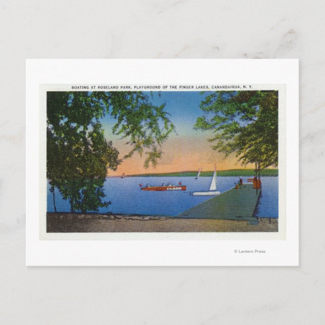 Sail and Motor Boats at Roseland Park Scene Postcard (Front)