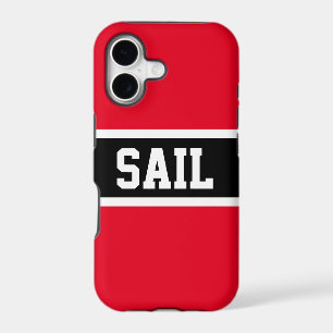 SAIL Athletic Sporty Bright Red Black White Stripe
