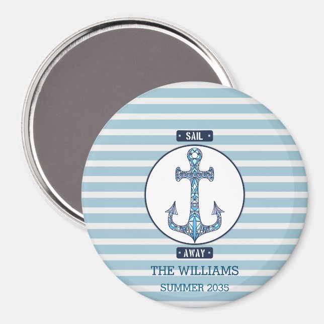 Sail Away Anchor – Personalised Nautical Magnet (Front/Back)