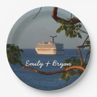 Sail Away at Sunset I Cruise Vacation Paper Plate