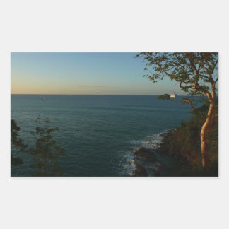 Sail Away at Sunset II Tropical Seascape Rectangular Sticker