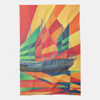 Sail Away Junk Pleasure Boat Tea Towel