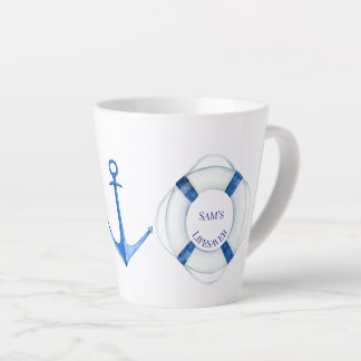 Sail Away Life Ring and Anchor Lifesaver Latte Mug