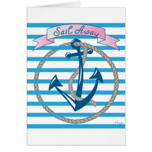 Sail Away Nautical Anchor with blue stripes