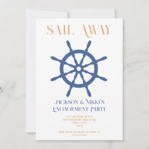 Sail Away Nautical Beach Engagement Invitation