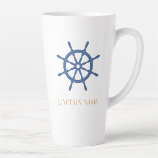 Sail Away Nautical Beach Personalised Ship Helm Latte Mug