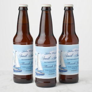 Sail Away Retirement Party Nautical Boat Yacht  Beer Bottle Label