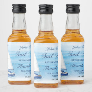 Sail Away Retirement Party Nautical Boat Yacht  Liquor Bottle Label