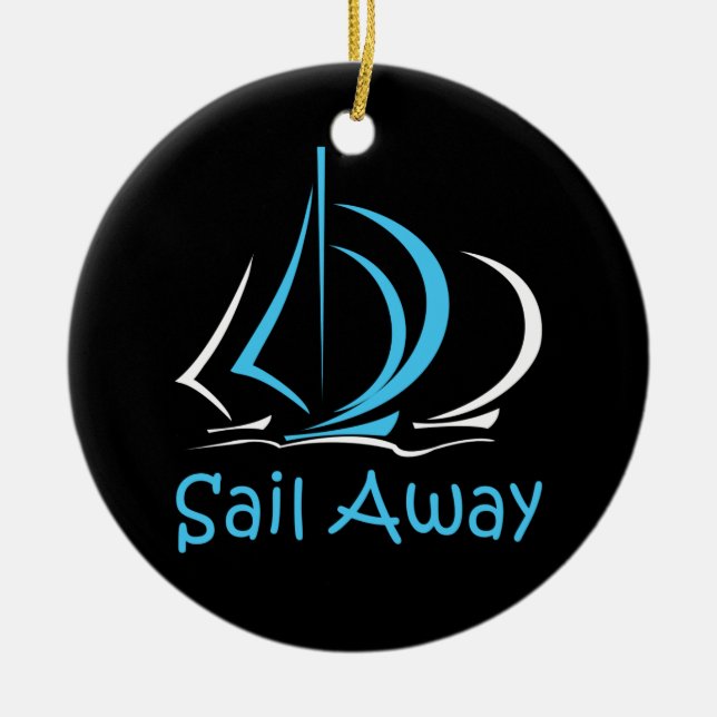 Sail Away Sailing Sailboat Boat Sand Ocean Gul Ceramic Tree Decoration (Front)