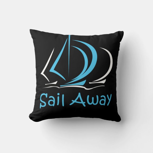 Sail Away Sailing Sailboat Boat Sand Ocean Gul Cushion (Front)