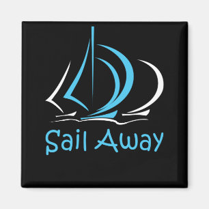 Sail Away Sailing Sailboat Boat Sand Ocean Gul Magnet