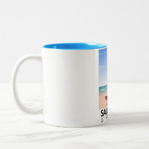 Sail away vintage travel poster Two-Tone coffee mug