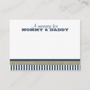 Sail Boat and Blue Stripes Baby Shower Message Enclosure Card