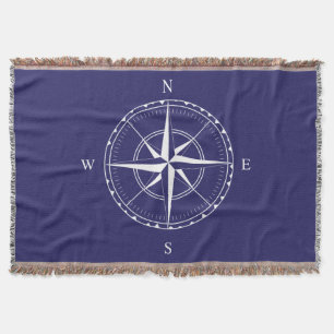 Sail Boat and Lake House Nautical Ship Compass Throw Blanket