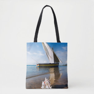 Sail Boat And Shell   Mozambique, Benguerra Lodge Tote Bag
