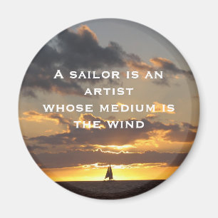 Sail boat at sunset magnet