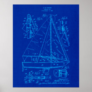 Sail Boat Blueprint no. 3 Nautical Themed Art Poster