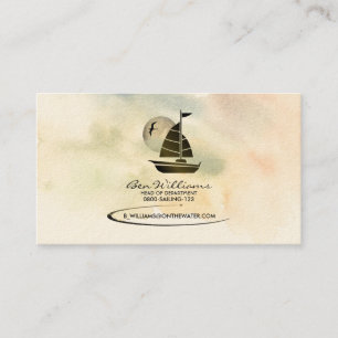 Sail Boat Business Card (W/ Moon Backdrop)