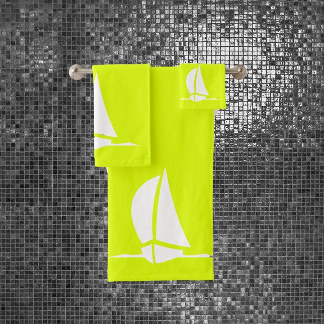 sail boat & compass in neon yellow bath towel set (Creator Uploaded)