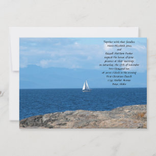 Sail Boat in Deep Blue Water Wedding Invitation