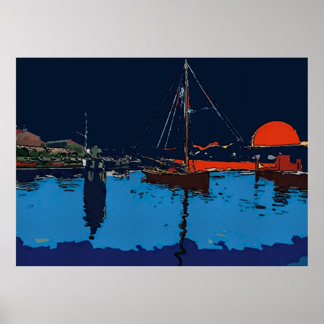 Sail Boat In Harbour Poster (Front)