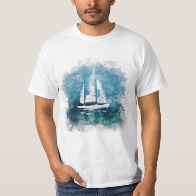 Sail Boat in Stormy Weather T-shirt (Front)