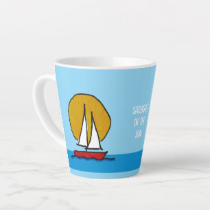 Sail Boat in the Sun Deep Red  Latte Mug